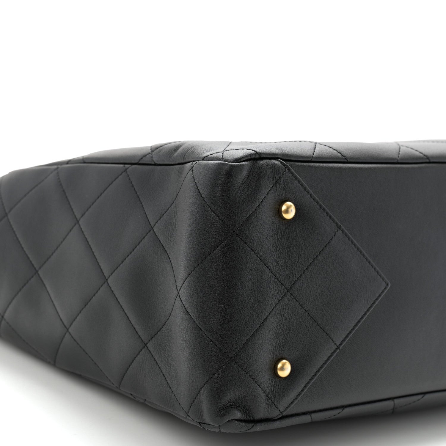 Chanel Calfskin Quilted Book Pocket Shopping Tote Black 10 of 12