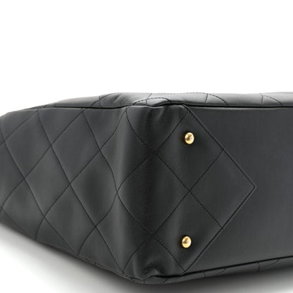 Chanel Calfskin Quilted Book Pocket Shopping Tote Black 10 of 12