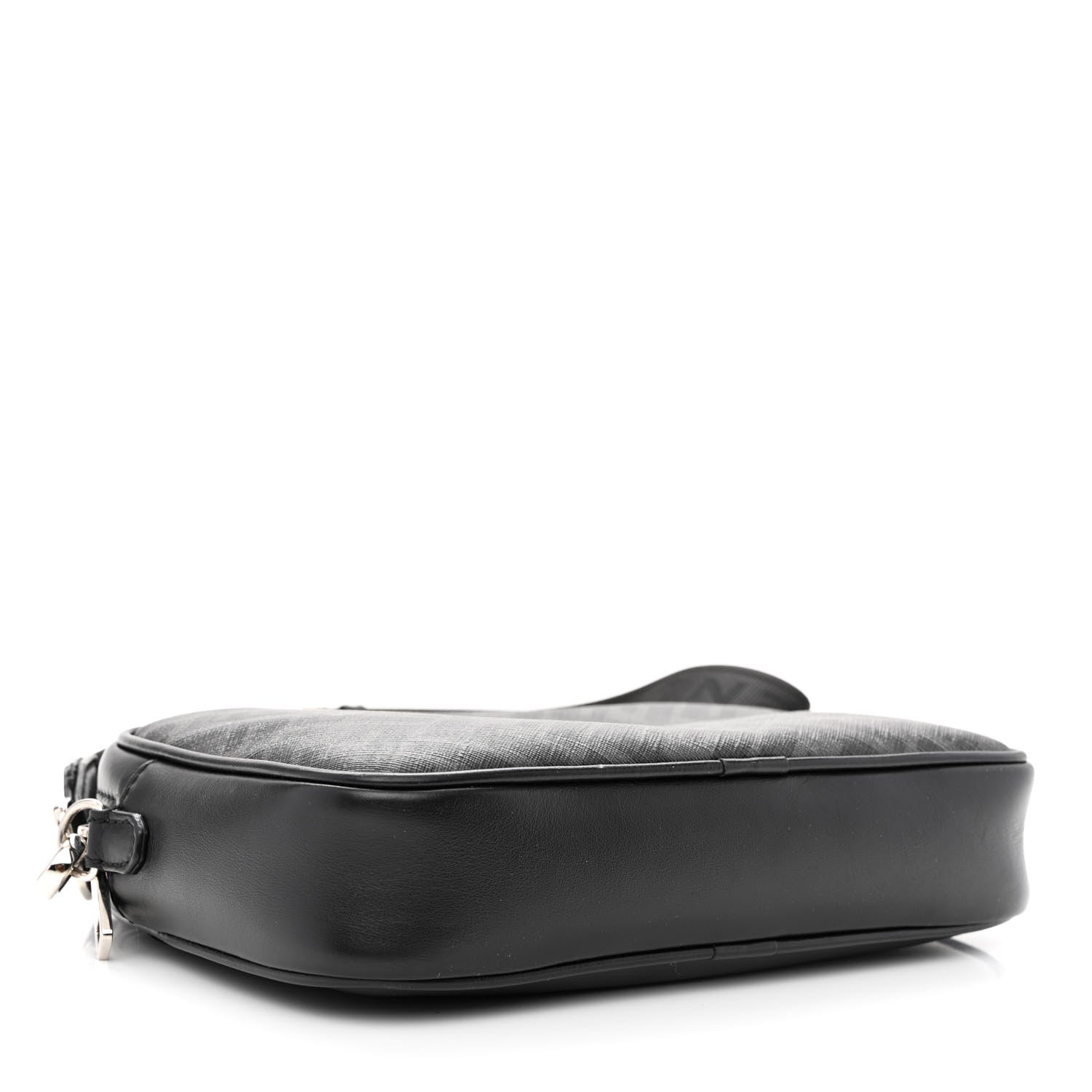 Fendi Shiny Glazed Fabric Vitello Cover FF 1974 Logo Medium Camera Case Black 4 of 10