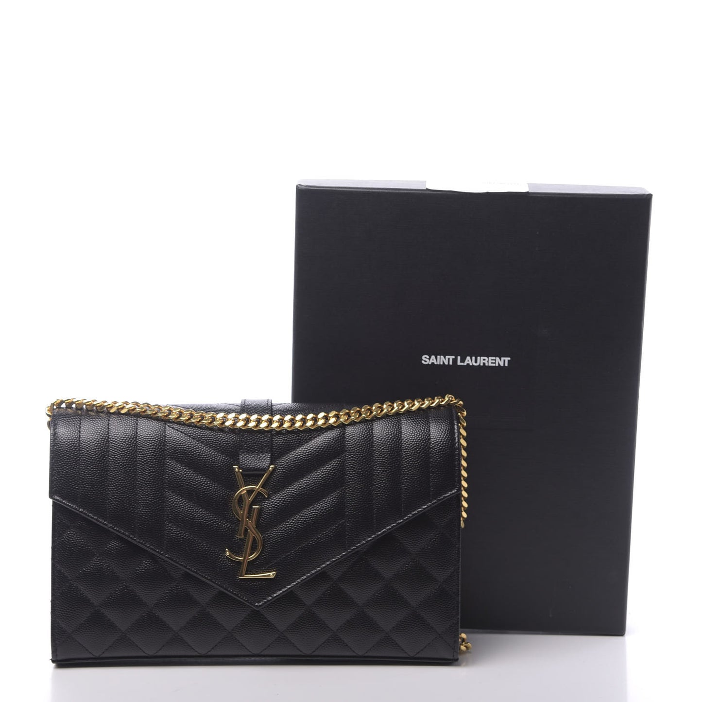 Grain De Poudre Mixed Matelasse Triquilt Monogram Chain Wallet Black