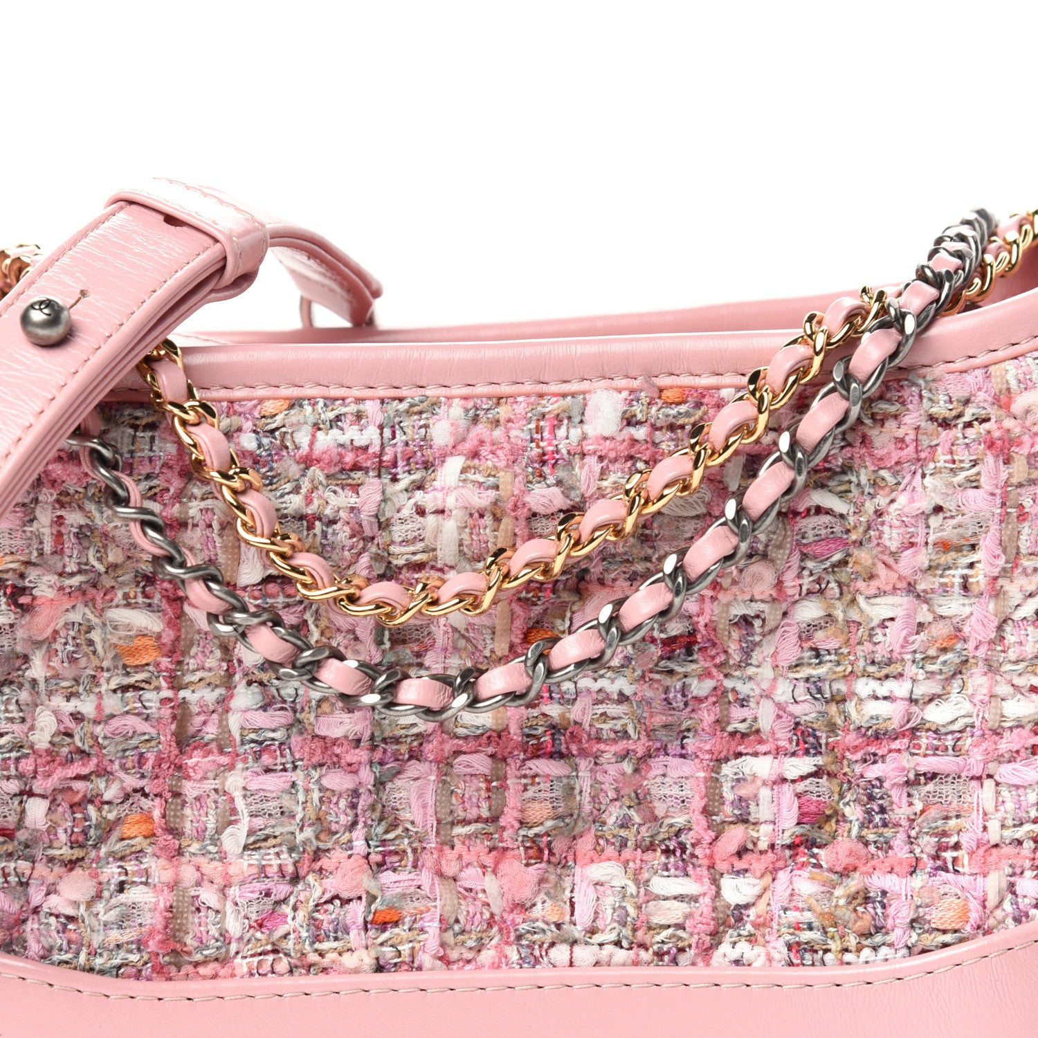 Chanel Tweed Calfskin Small Gabrielle Hobo Light Pink 10 of 10