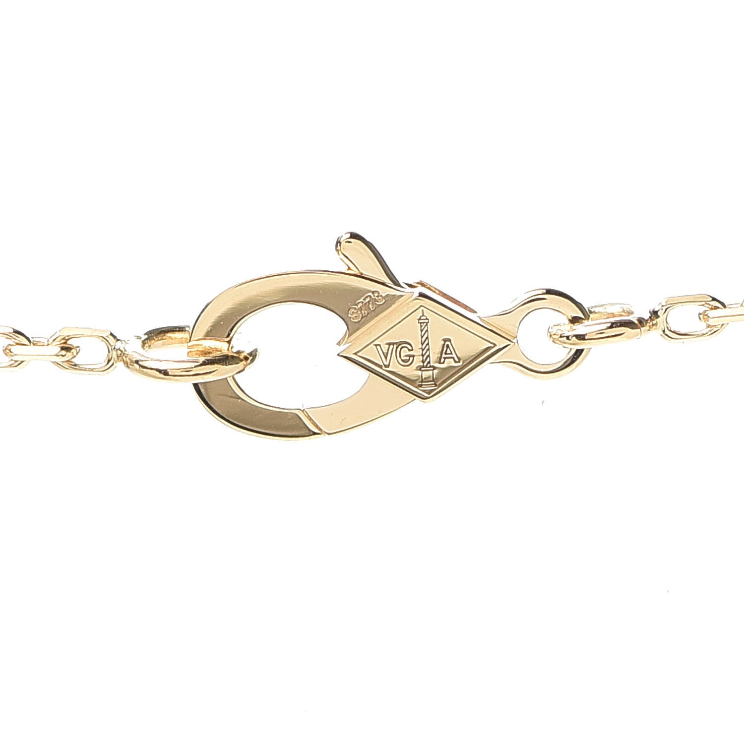 Van Cleef & Arpels 18K Yellow Gold Diamond Yellow Mother of Pearl Vintage Alhambra Pendant Necklace 4 of 8