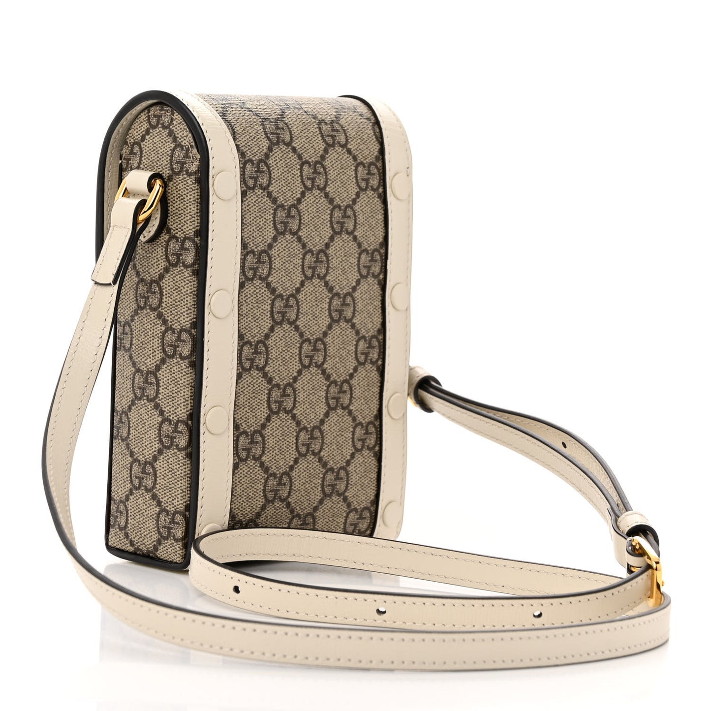 GG Supreme Monogram Azalea Calfskin Mini Horsebit 1955 Crossbody Bag Beige Ebony Mystic White
