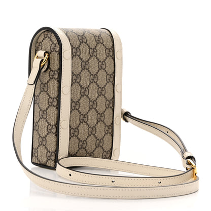 Gucci GG Supreme Monogram Azalea Calfskin Mini Horsebit 1955 Crossbody Bag Beige Ebony Mystic White 3 of 10