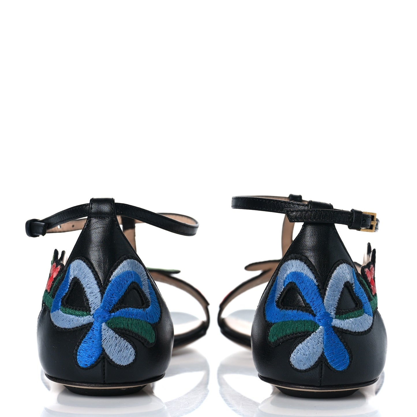 Nappa Ophelia T-Strap Flat Sandals 36 Black
