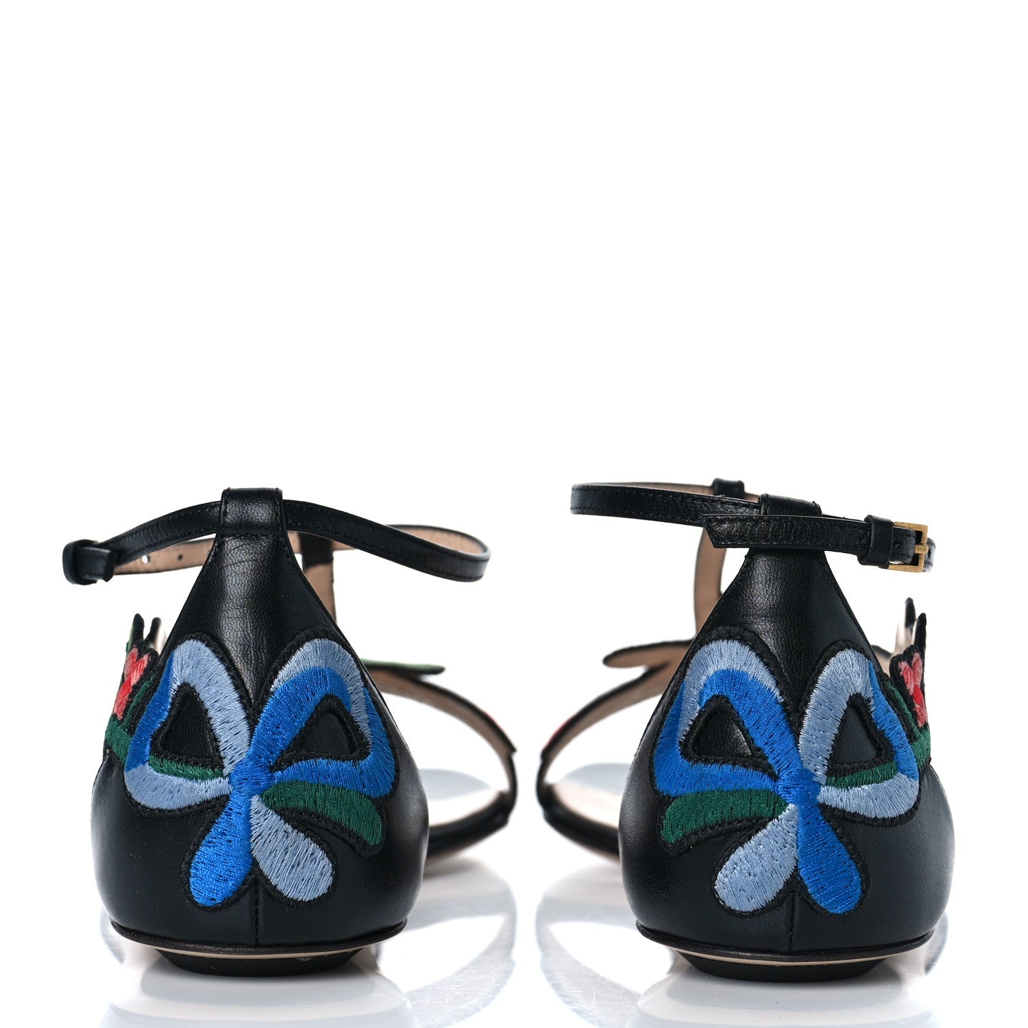 Gucci Nappa Ophelia T-Strap Flat Sandals 36 Black 5 of 10