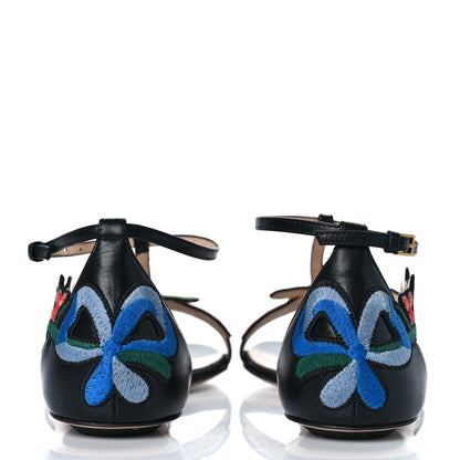 Gucci Nappa Ophelia T-Strap Flat Sandals 36 Black 5 of 10