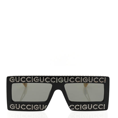 Gucci Acetate Crystal Mask-Frame Sunglasses GG0431S Black 2 of 8