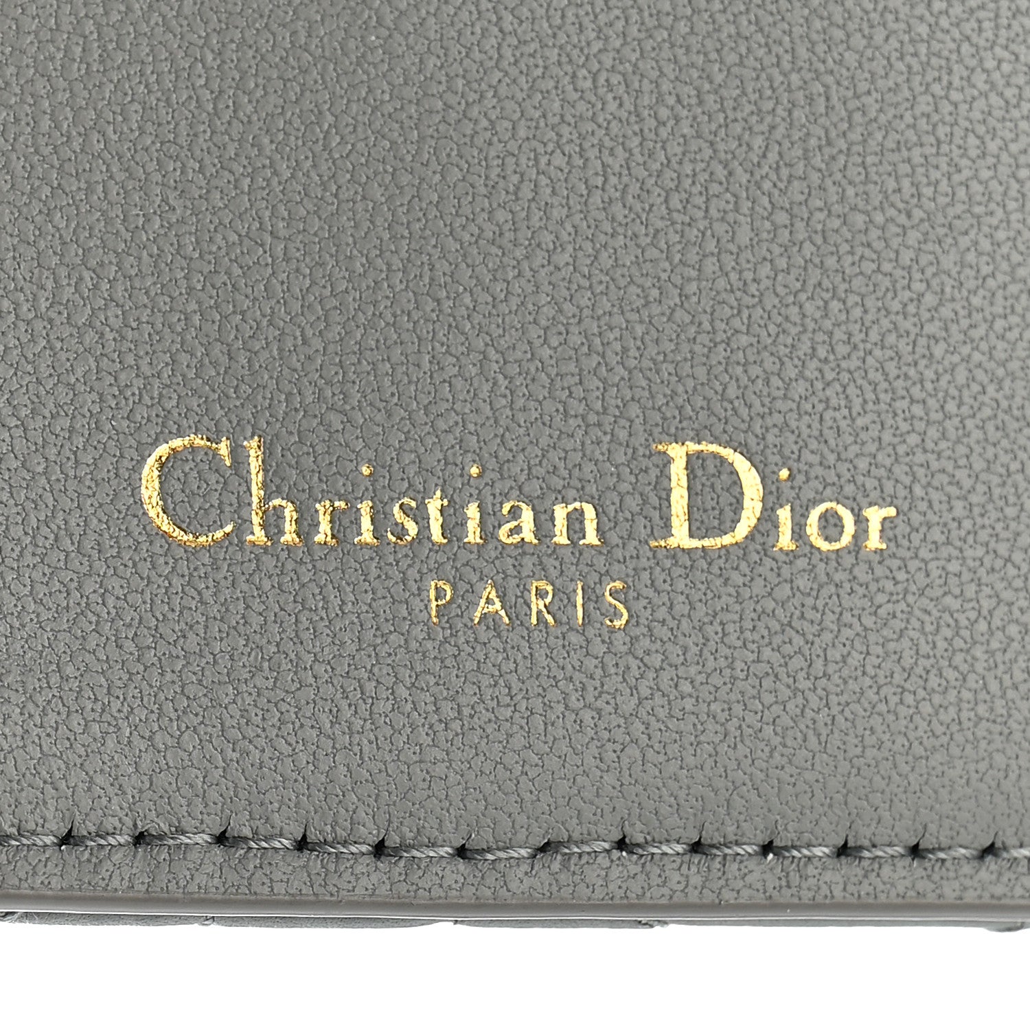 Christian Dior Grained Calfskin Supple Cannage Caro Medium Wallet Grey 6 of 7