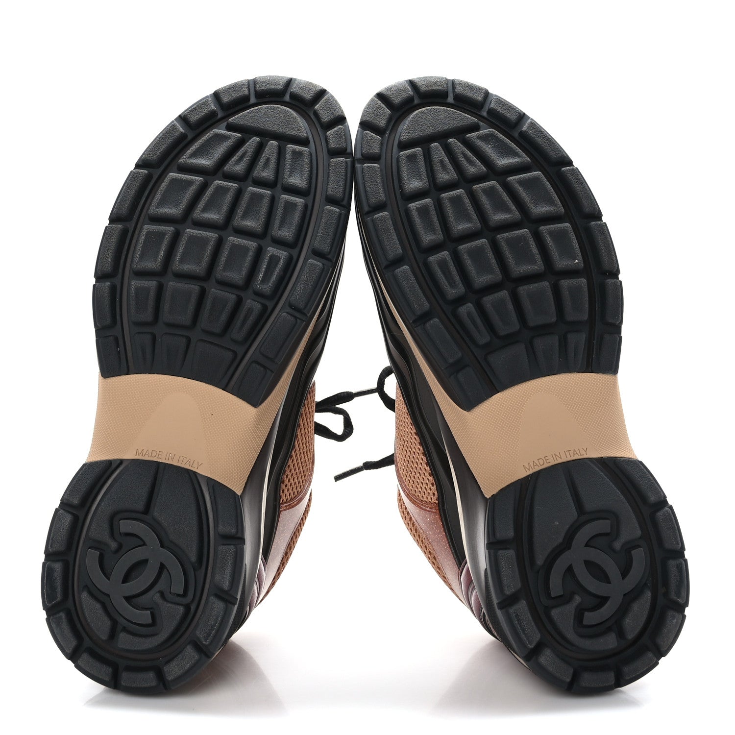 Chanel Fabric Laminated Calfskin Stretch CC Womens Sneakers 38