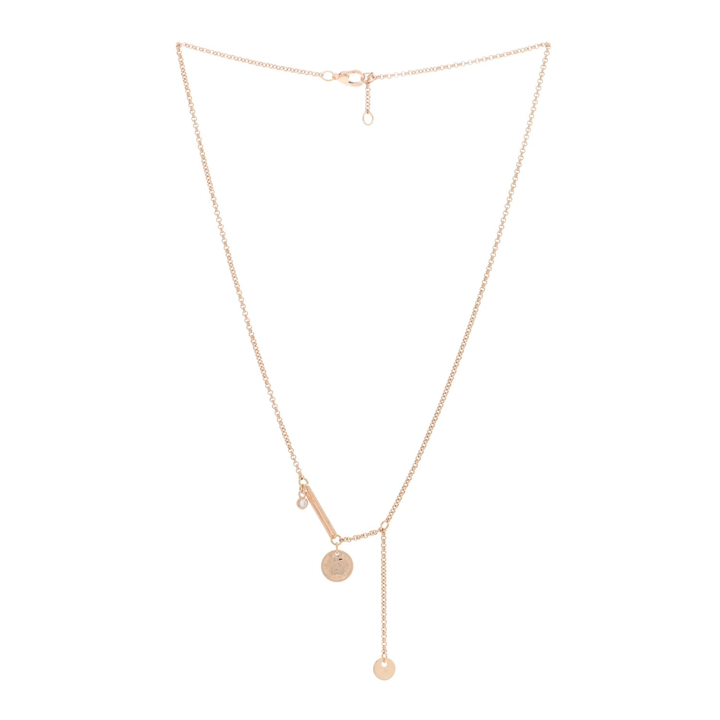 18K Rose Gold Diamond PM Ex-Libris Pendant Necklace