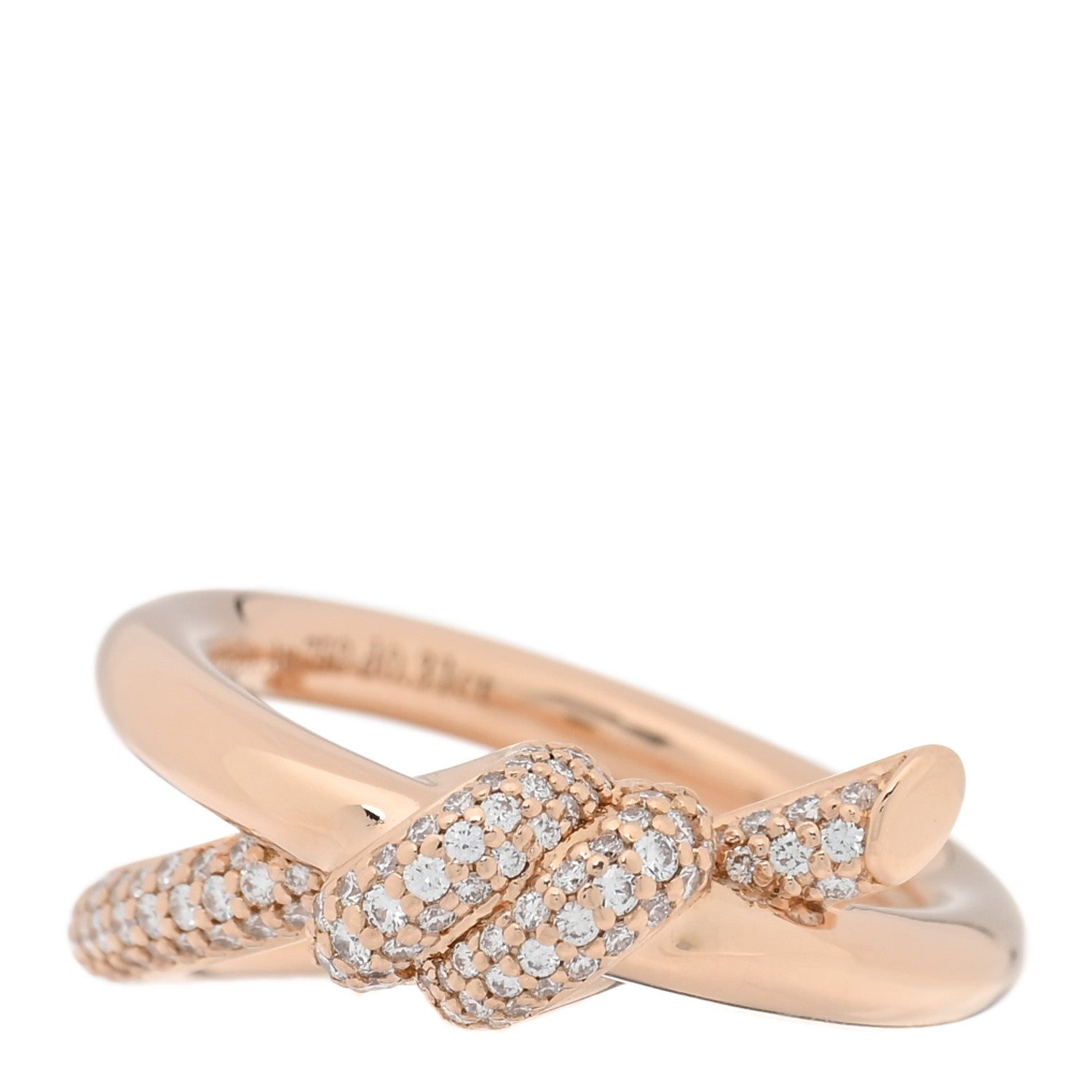 Tiffany 18K Rose Gold Diamond Double Row Knot Ring 50 5.5 1 of 5
