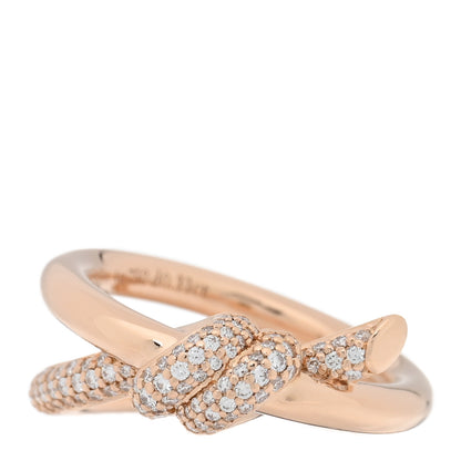 Tiffany 18K Rose Gold Diamond Double Row Knot Ring 50 5.5 1 of 5