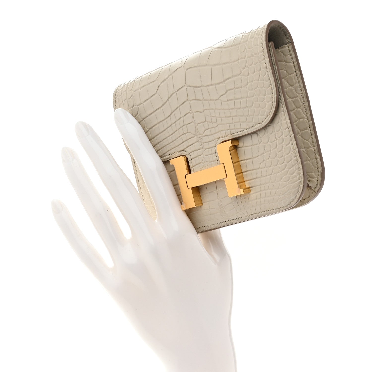 Hermes Matte Alligator Constance Slim Wallet Beton 2 of 9