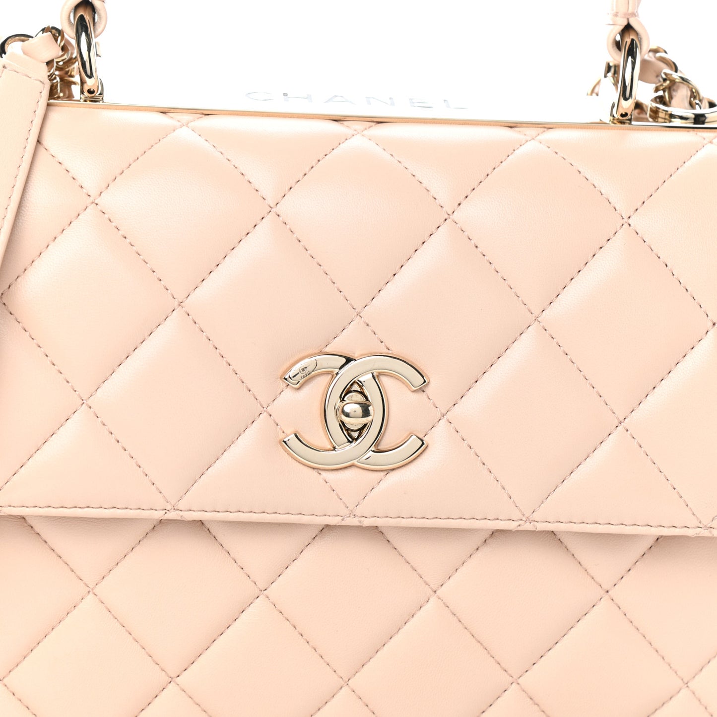 Lambskin Quilted Small Trendy CC Dual Handle Flap Bag Beige