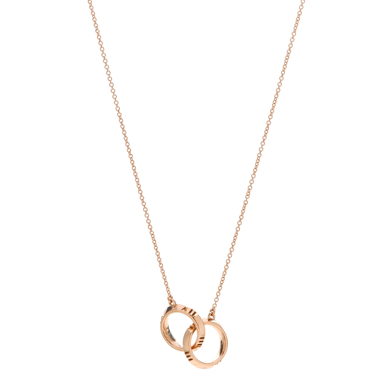 Tiffany 18K Rose Gold Interlocking Atlas Open Pendant Necklace 1 of 6