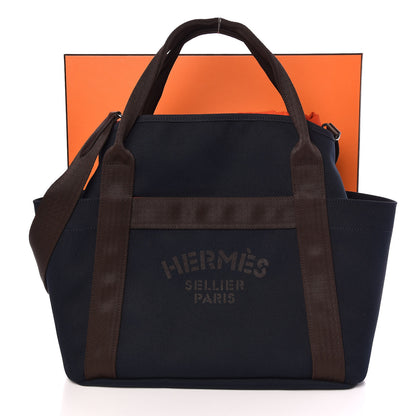 Hermes Toile Sac De Pansage Groom Bleu Navy Feu 9 of 9