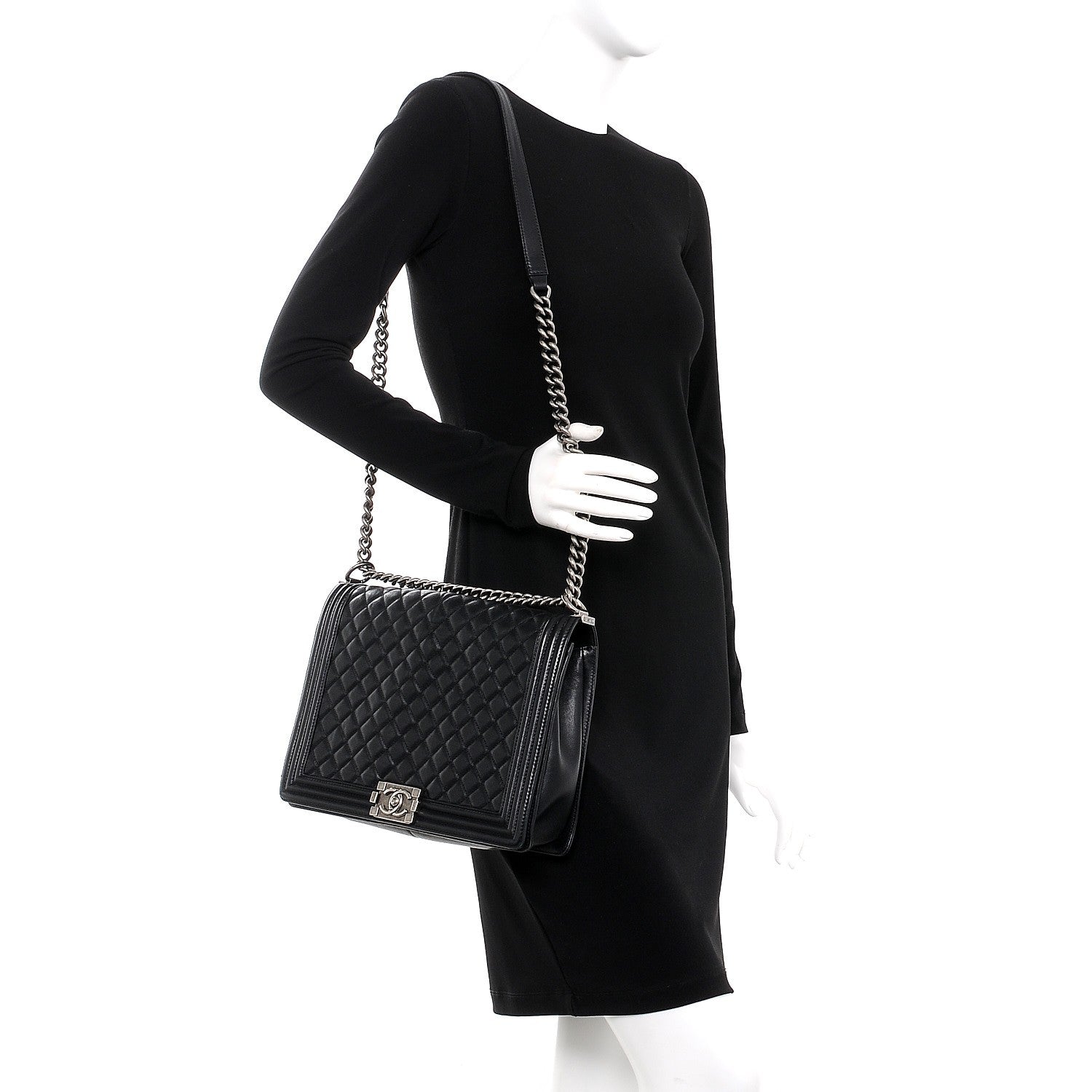 Chanel Calfskin Quilted Large Boy Flap Black 2 of 14