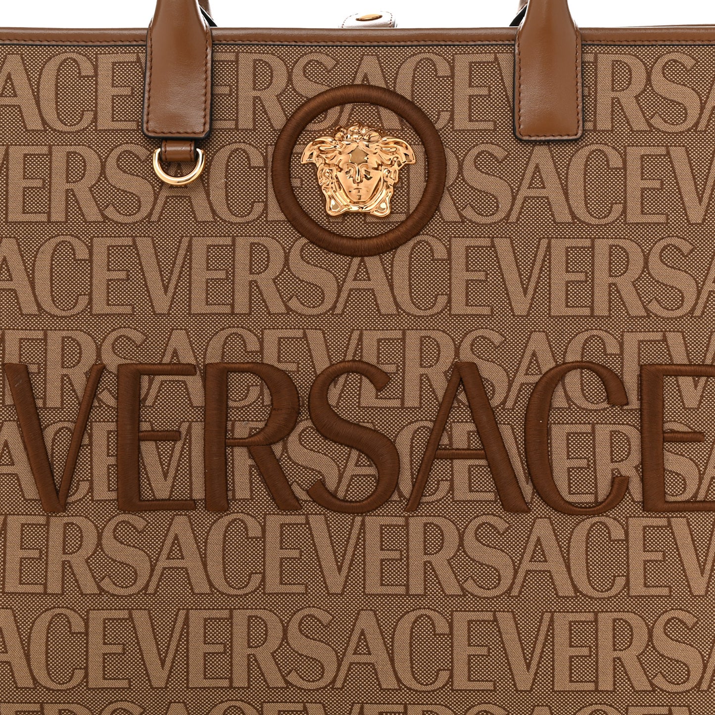 Jacquard Canvas Large Allover Medusa Tote Beige