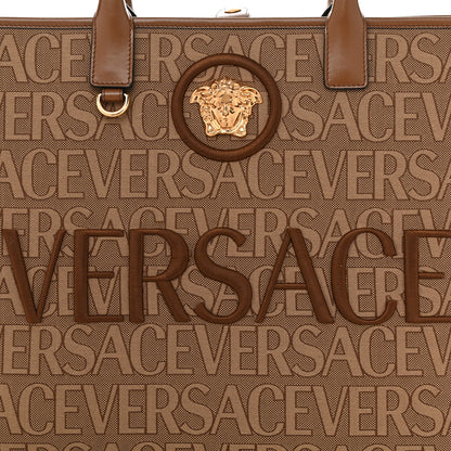 Versace Jacquard Canvas Large Allover Medusa Tote Beige 7 of 9