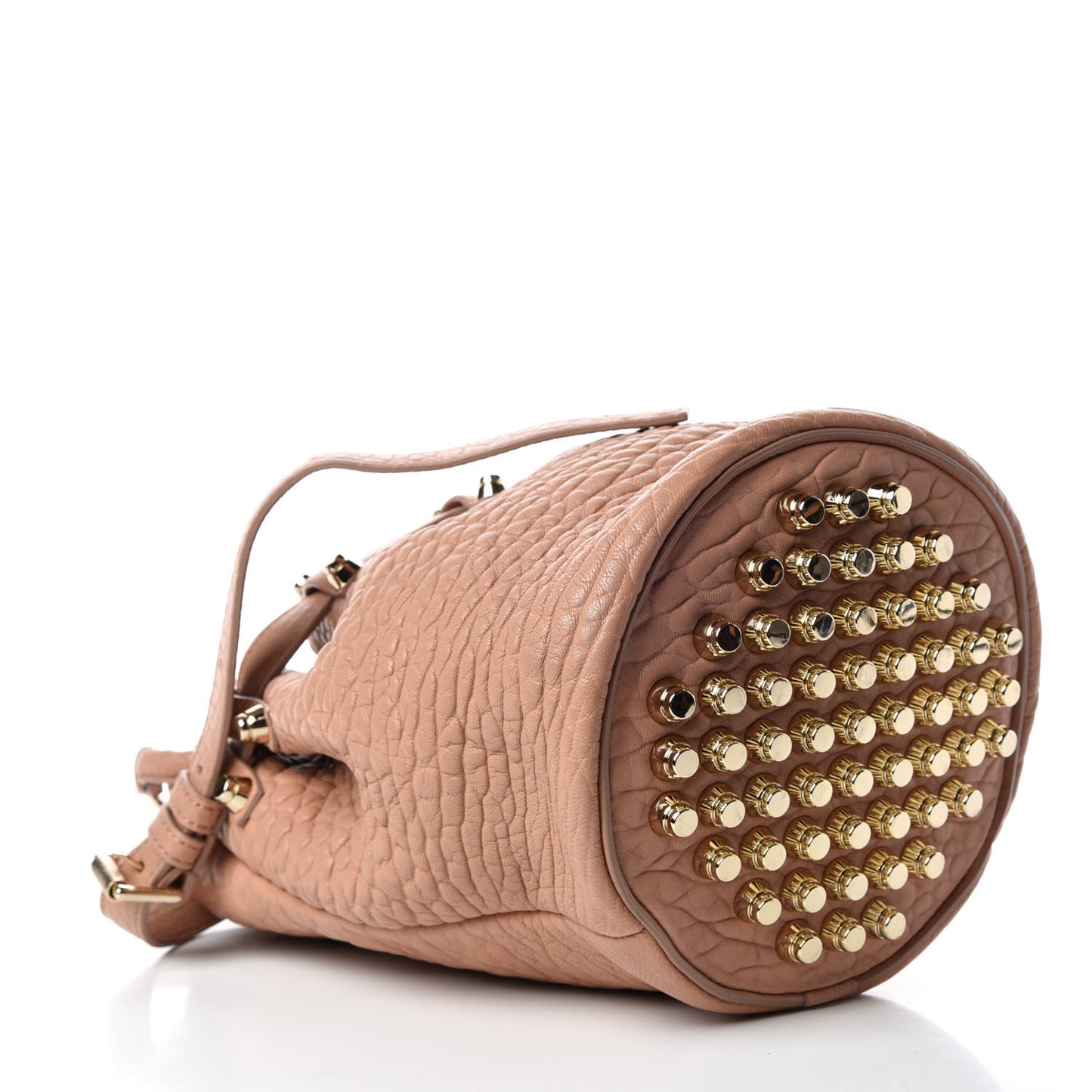 Pebbled Lambskin Diego Bucket Bag Blush Pale Gold Hardware