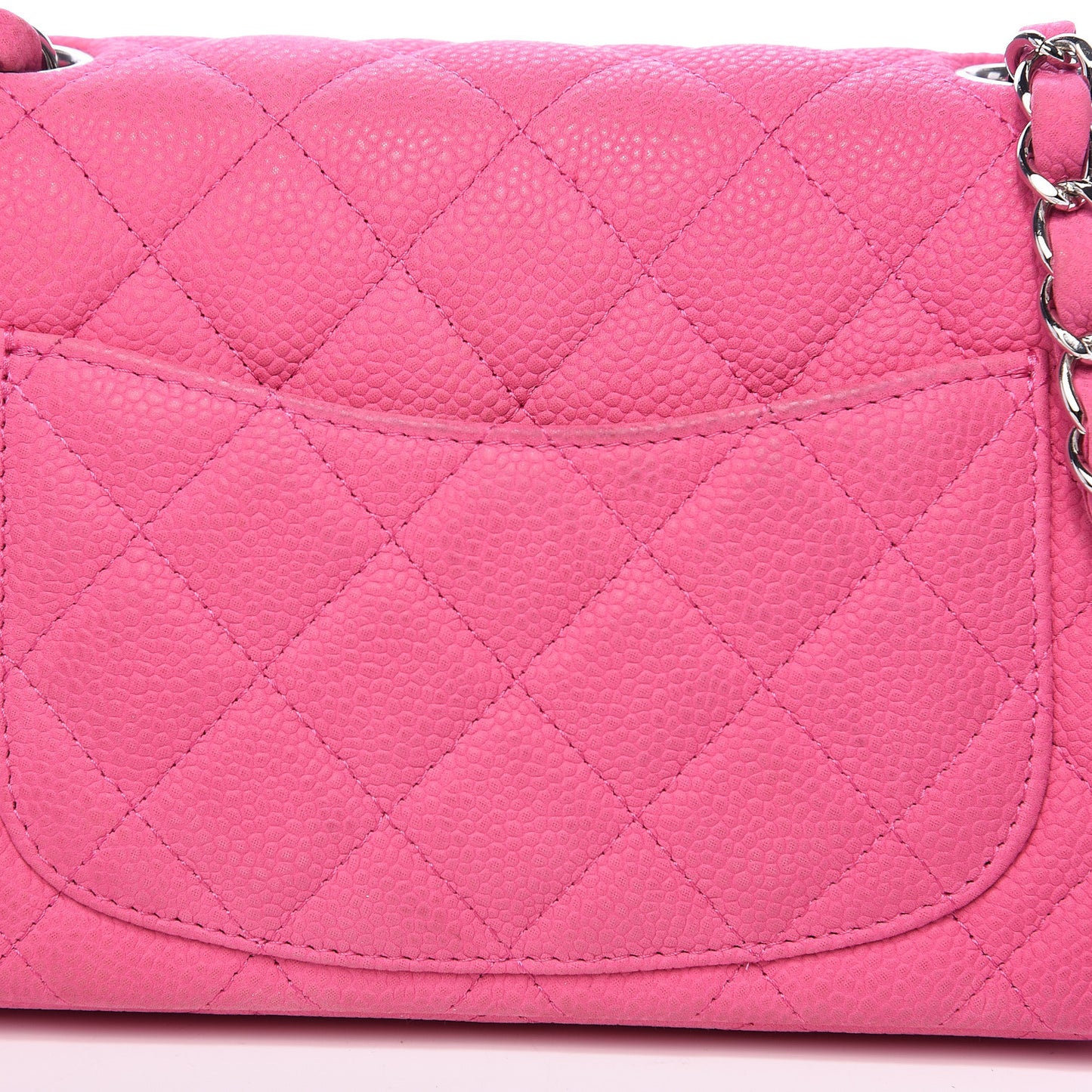 Iridescent Caviar Quilted Mini Rectangular Flap Pink