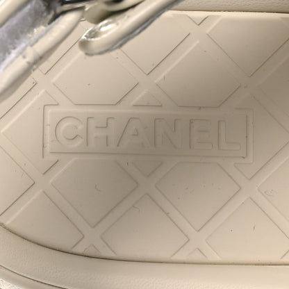Chanel Shiny Calfskin Chain CC Velcro Dad Platform Sandals 39 White 8 of 9