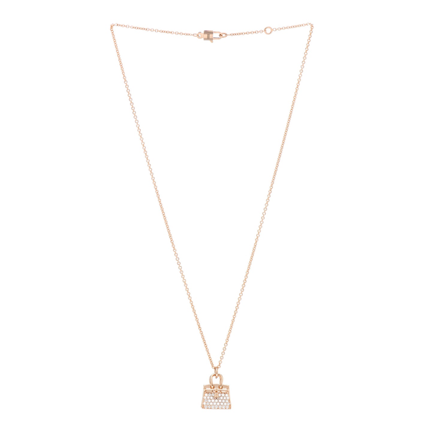18K Rose Gold Diamond Birkin Amulettes Pendant Necklace