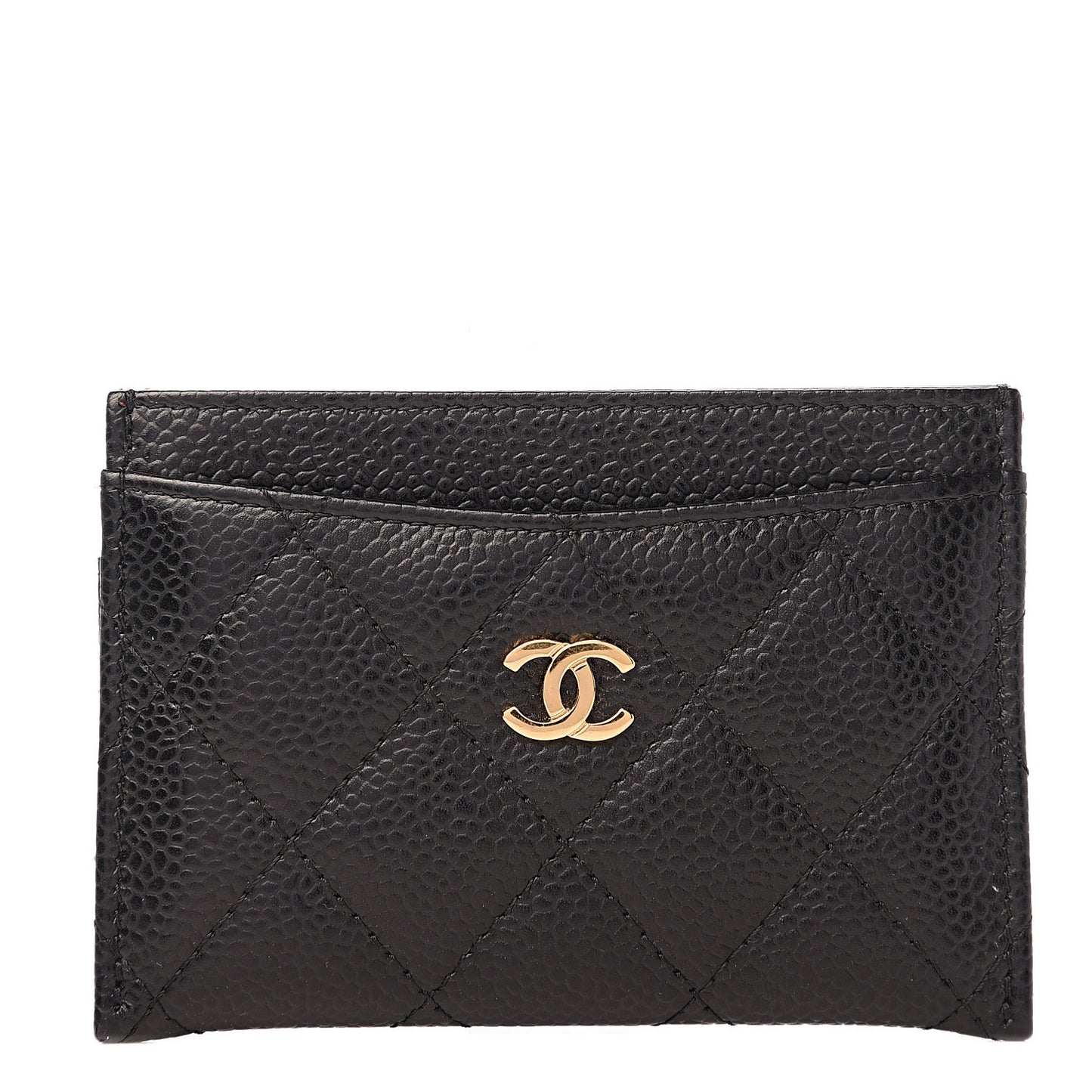 Caviar Quilted Card Holder Black