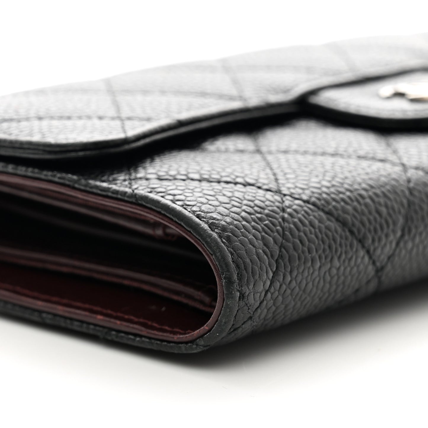 Caviar Quilted Large Flap Wallet Black