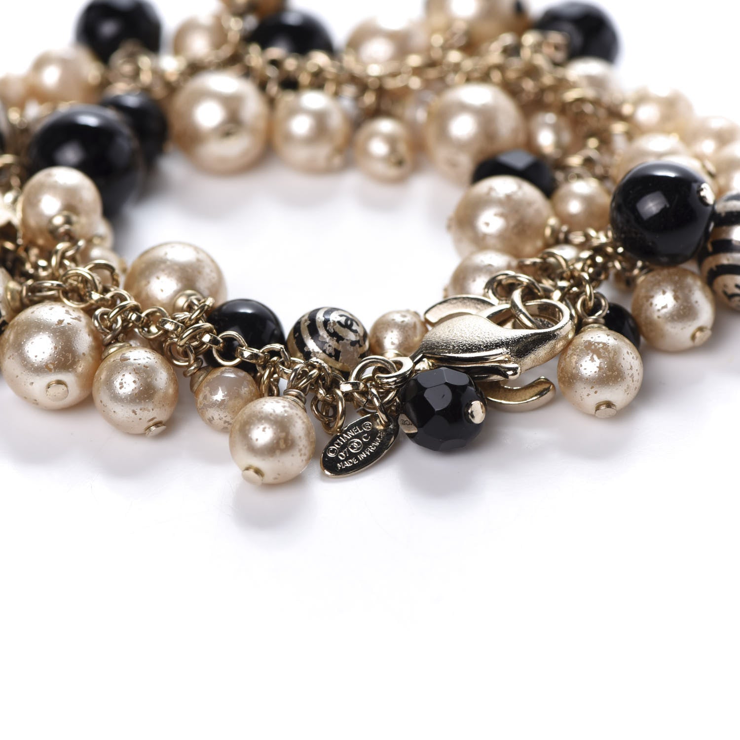 Chanel Painted Pearl CC Coco Bracelet Black Gold 4 of 7