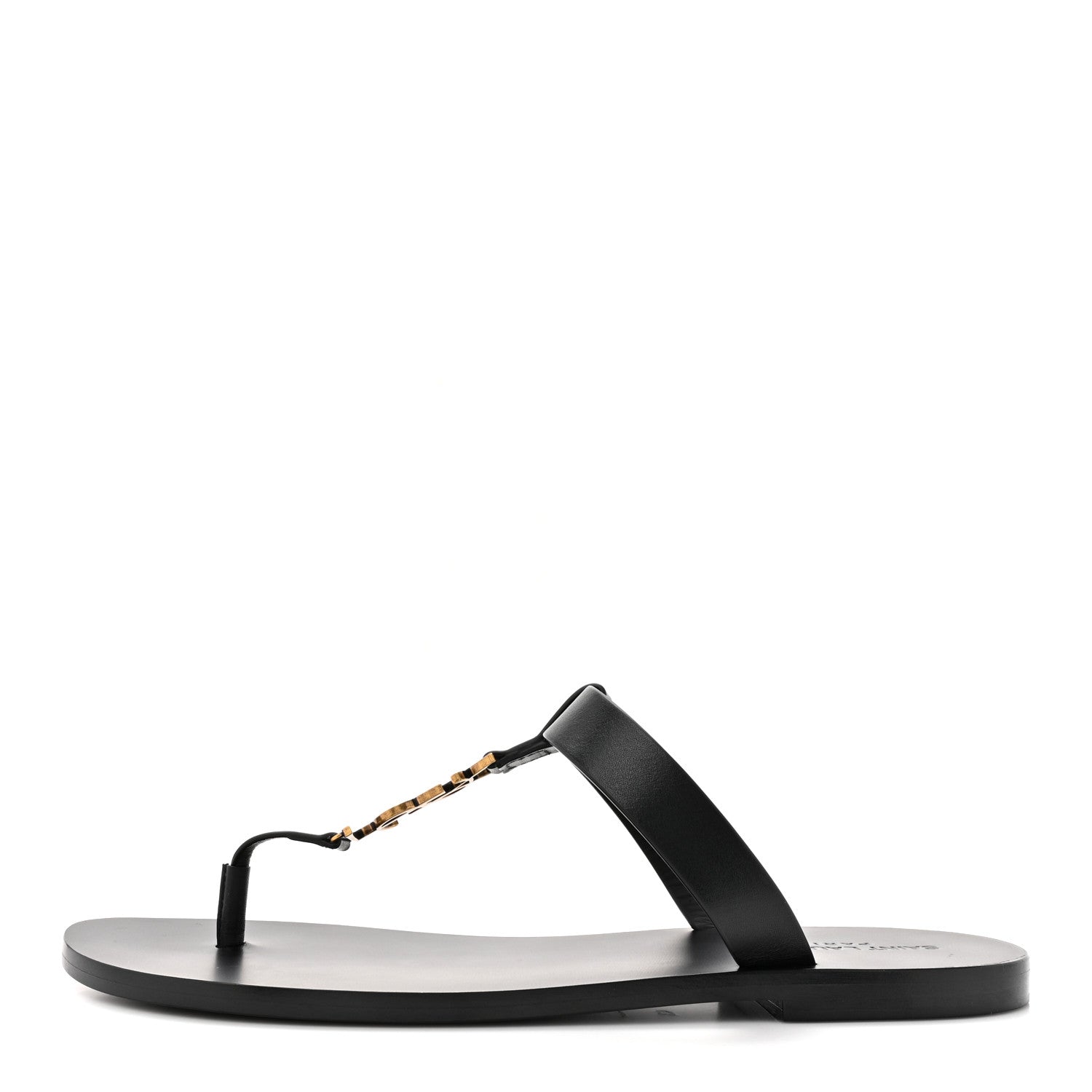 Saint Laurent Patent Calfskin Mens Cassandra Monogram Sandals 43 Black 1 of 9