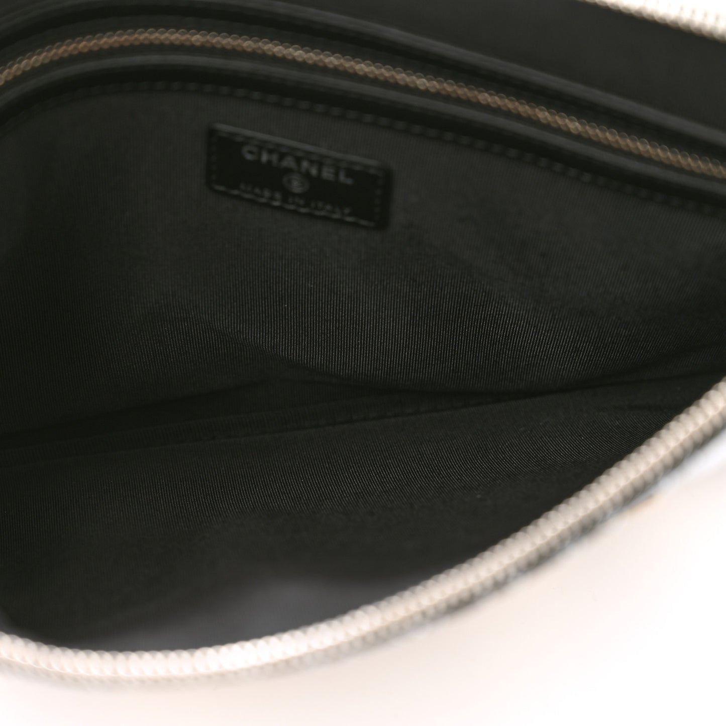 Coated Canvas Calfskin Camellia Printed Pouch Black Beige
