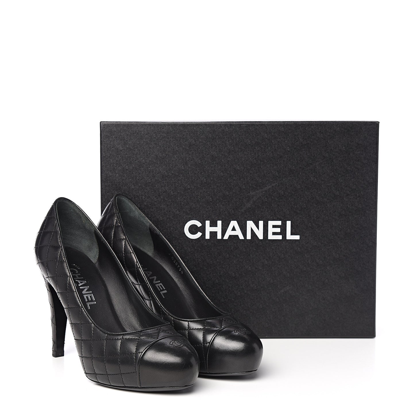 Lambskin Quilted Cap Toe Pumps 36.5 Black