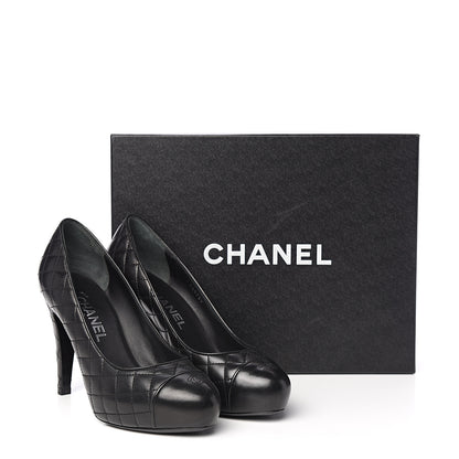 Chanel Lambskin Quilted Cap Toe Pumps 36.5 Black 9 of 9