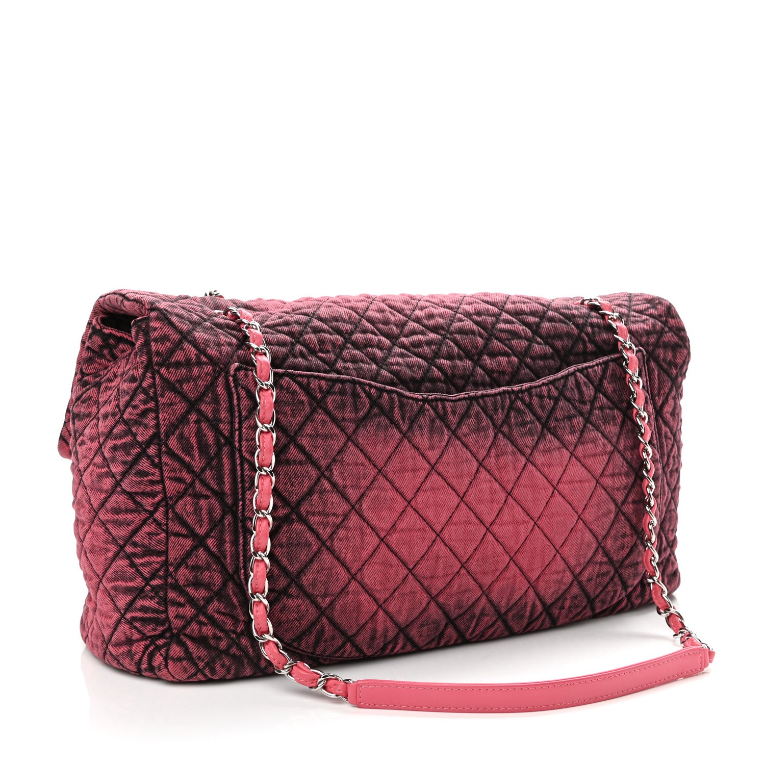 Chanel Denim Quilted Denimpression XXL Flap Red Black 3 of 10