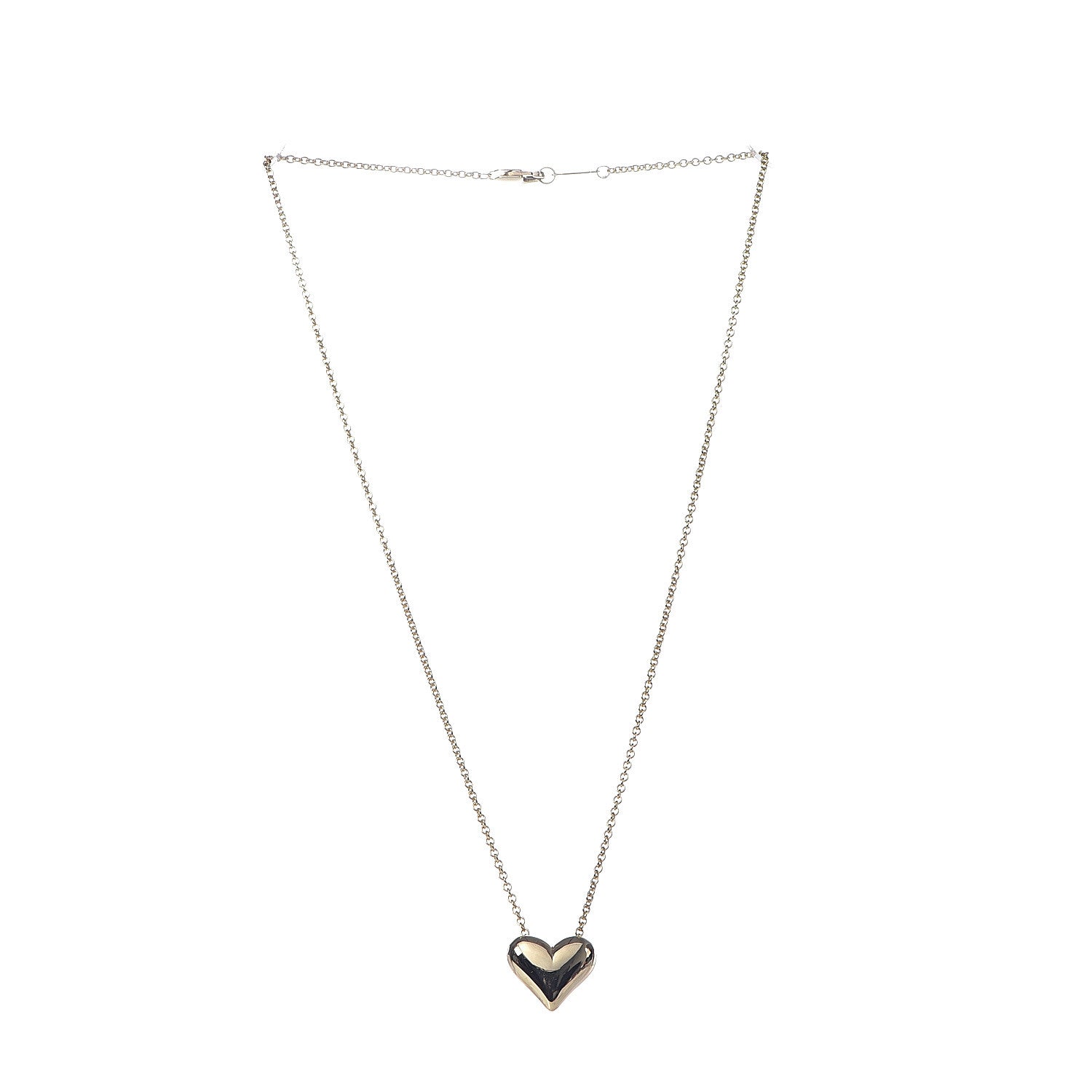 Tiffany 18K Yellow Gold Large Puff Heart Pendant Necklace 3 of 8