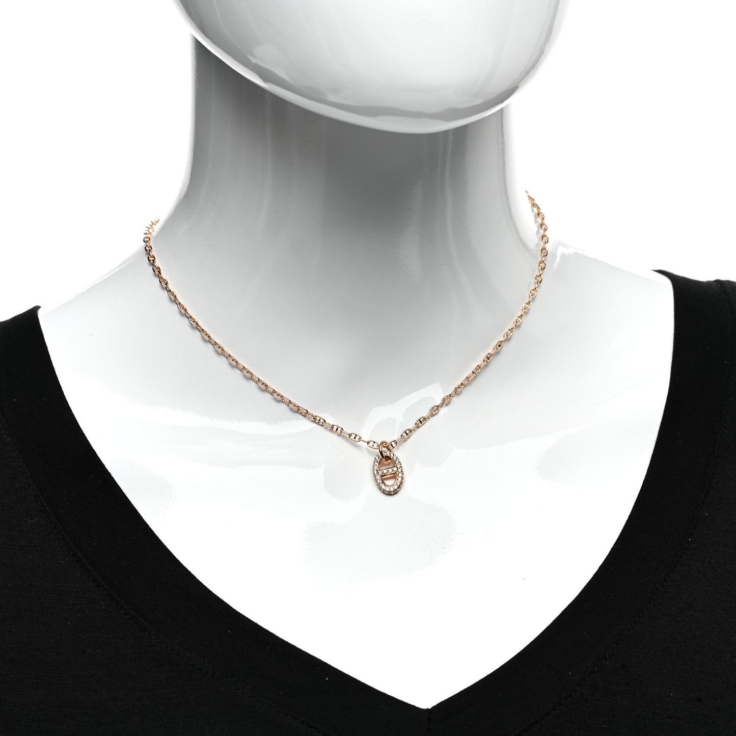 18K Rose Gold Diamond PM New Farandole Pendant Necklace ST