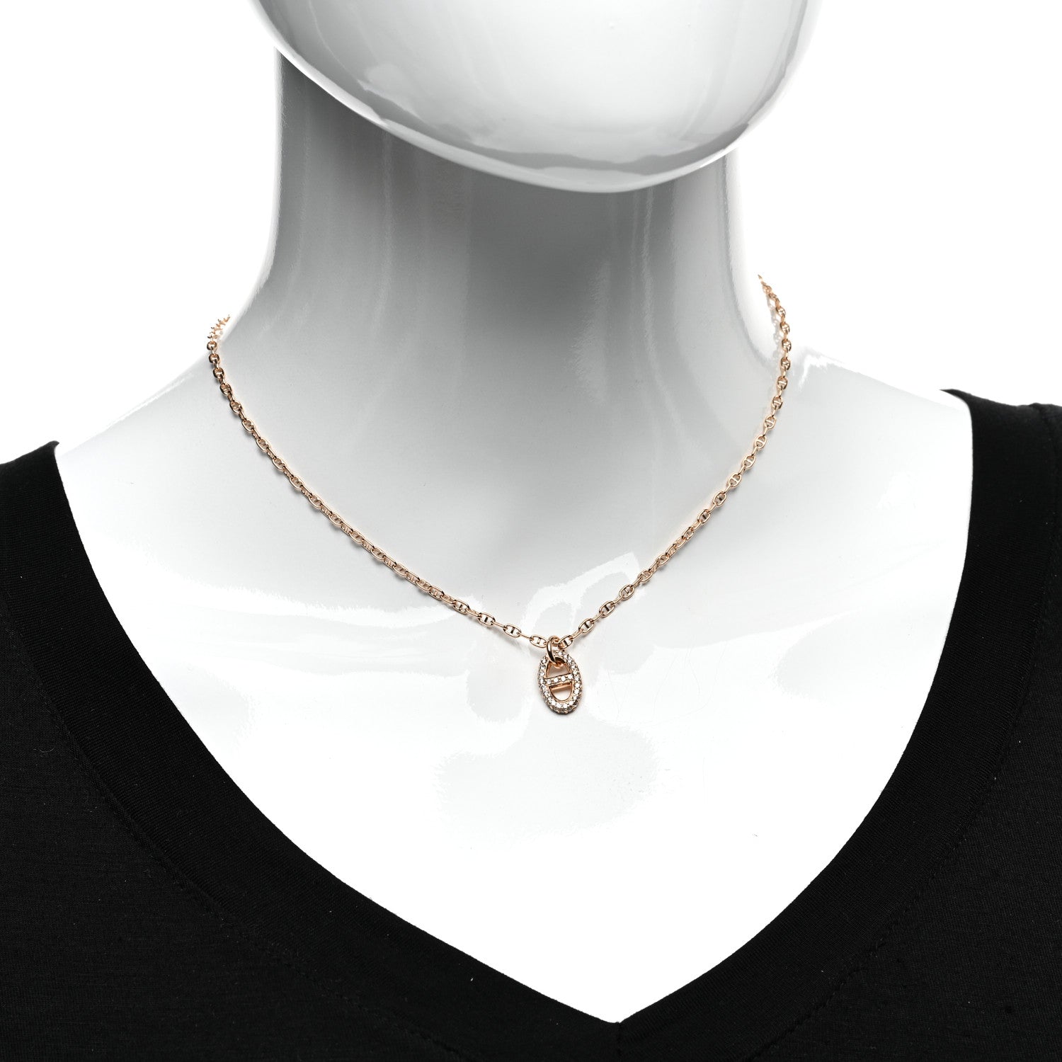 Hermes 18K Rose Gold Diamond PM New Farandole Pendant Necklace ST 2 of 5