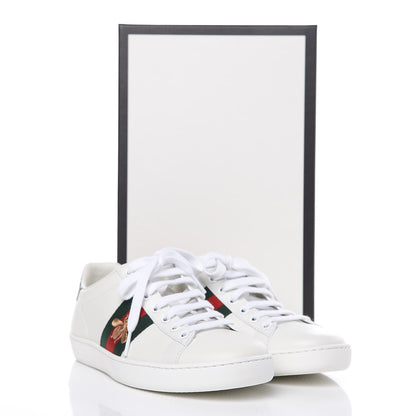 Gucci Calfskin Ayers Bee Embroidered Womens Ace Sneakers 36 White Green 10 of 10