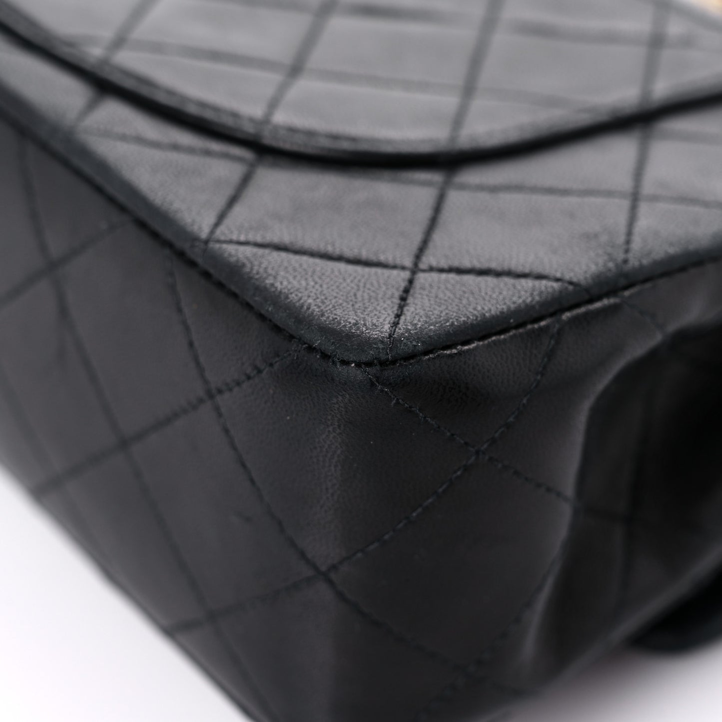 Lambskin Quilted Small Double Flap Black