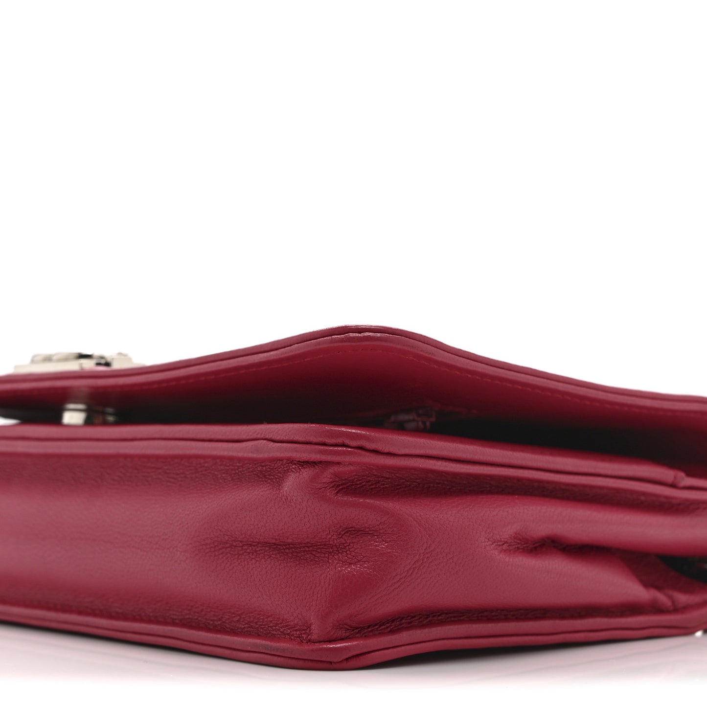 Lambskin Quilted Boy Wallet On Chain WOC Dark Fuchsia