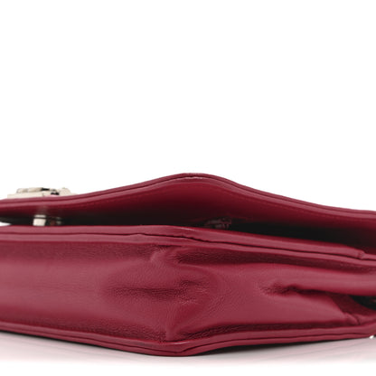 Chanel Lambskin Quilted Boy Wallet On Chain WOC Dark Fuchsia 11 of 11