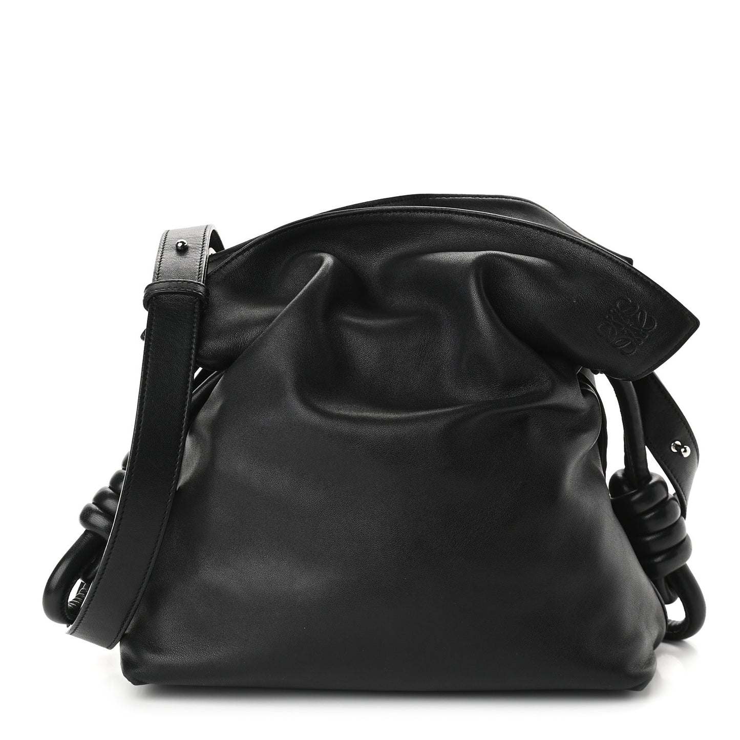 Calfskin Small Flamenco Knot Bag Black
