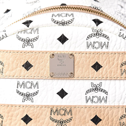 MCM Metallic Visetos Striped Medium Stark Backpack White Beige 11 of 11