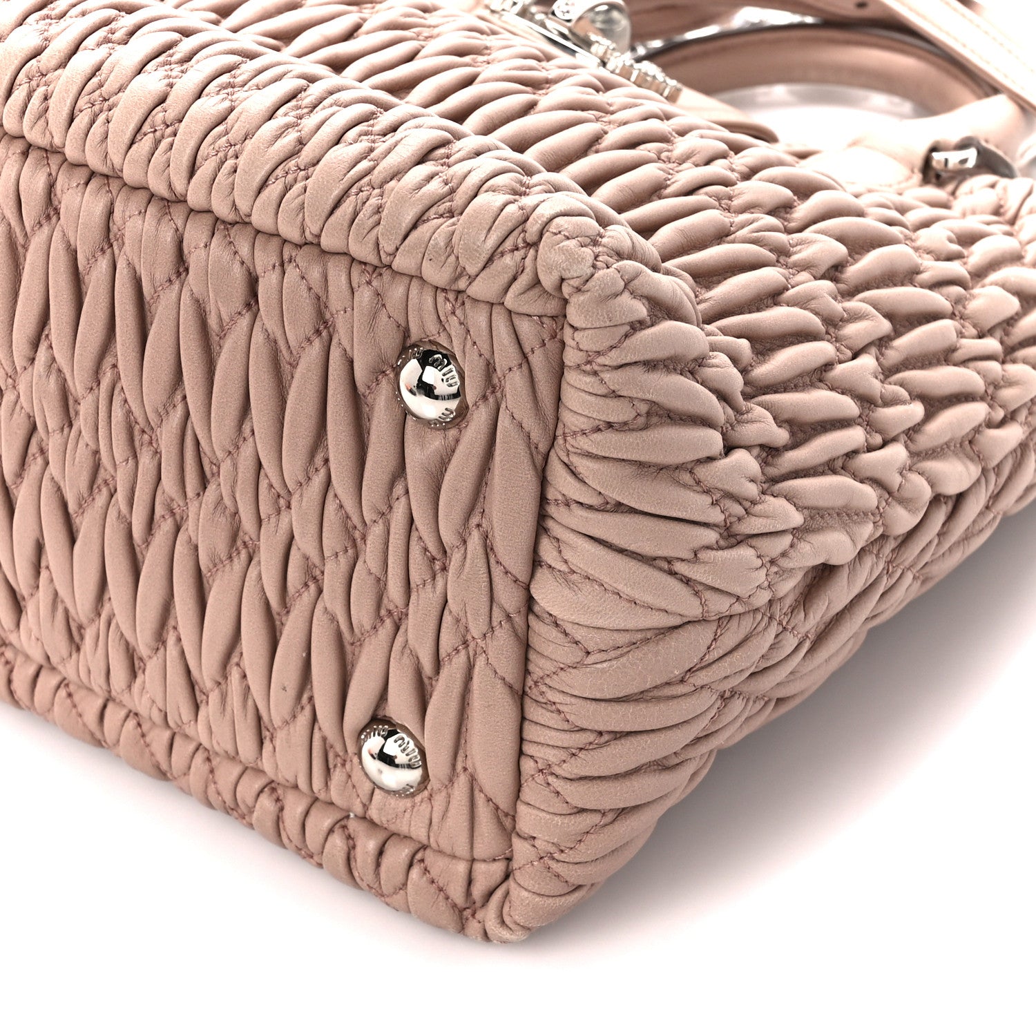 Miu Miu Nappa Matelasse Crystal Top Handle Tote Cammeo 11 of 12