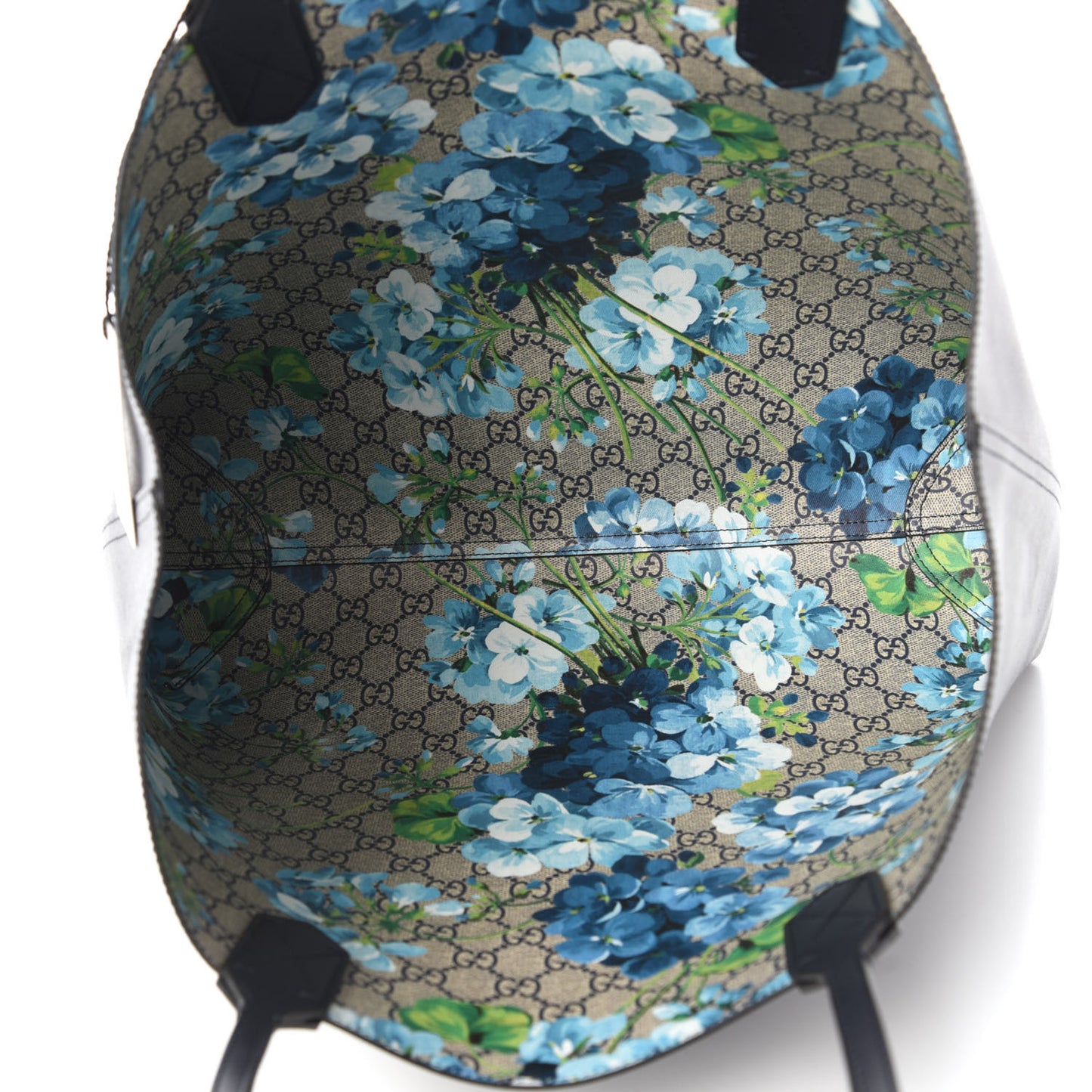 GG Supreme Monogram Blooms Medium Reversible Tote Beige Blue Navy