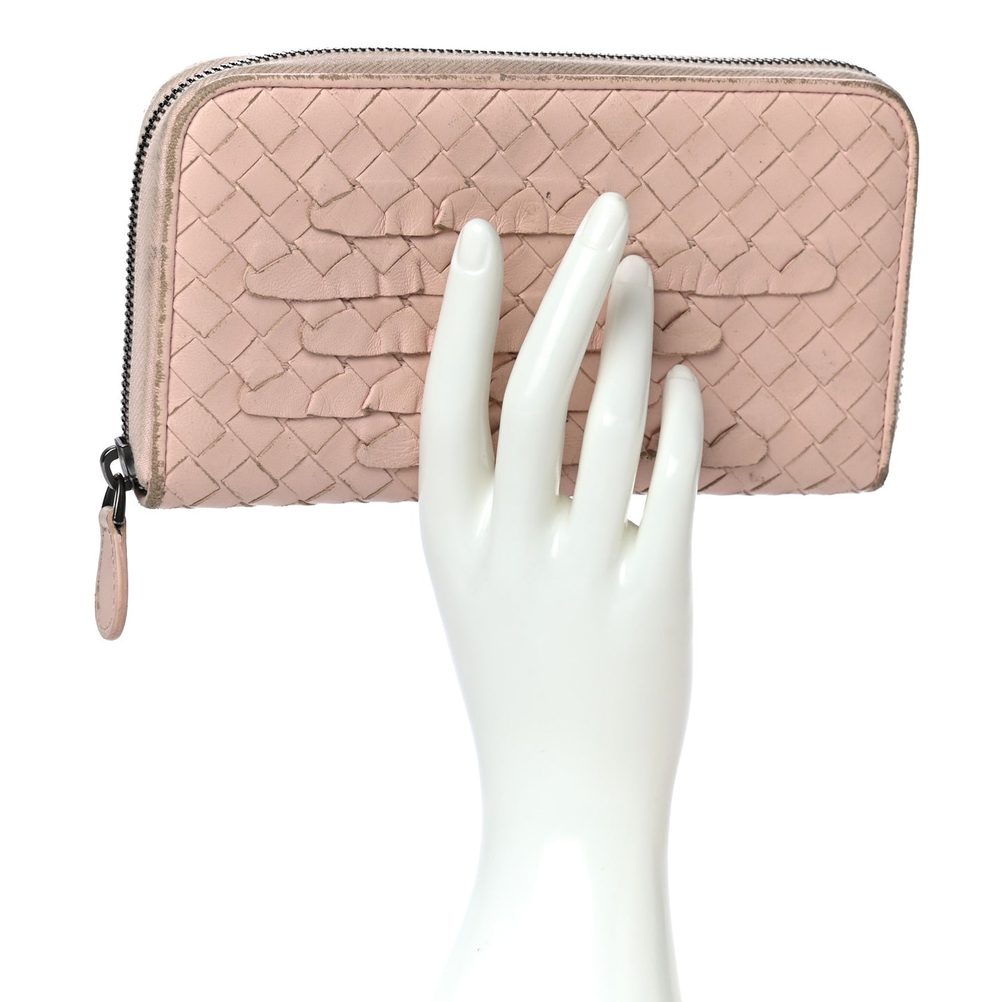 Nappa Intrecciato Zip Around Wallet Petal Pink