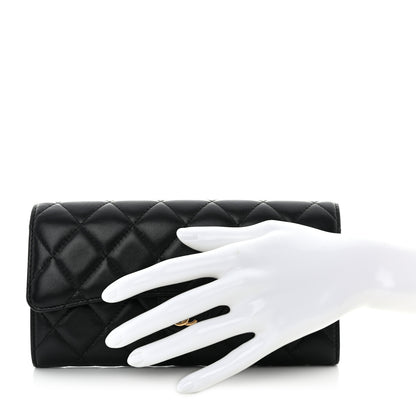 Chanel Lambskin Quilted Large Gusset Flap Wallet Black 2 of 13