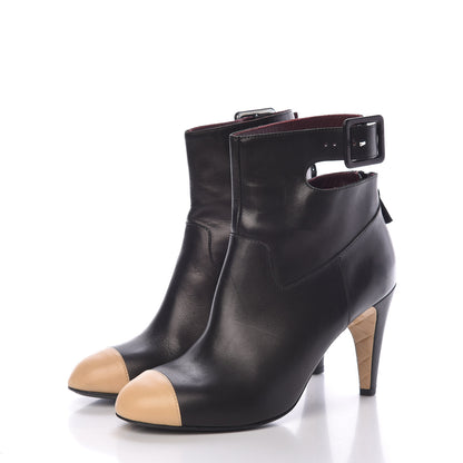 Chanel Lambskin Cap Toe Short Boots 39 Black 3 of 13
